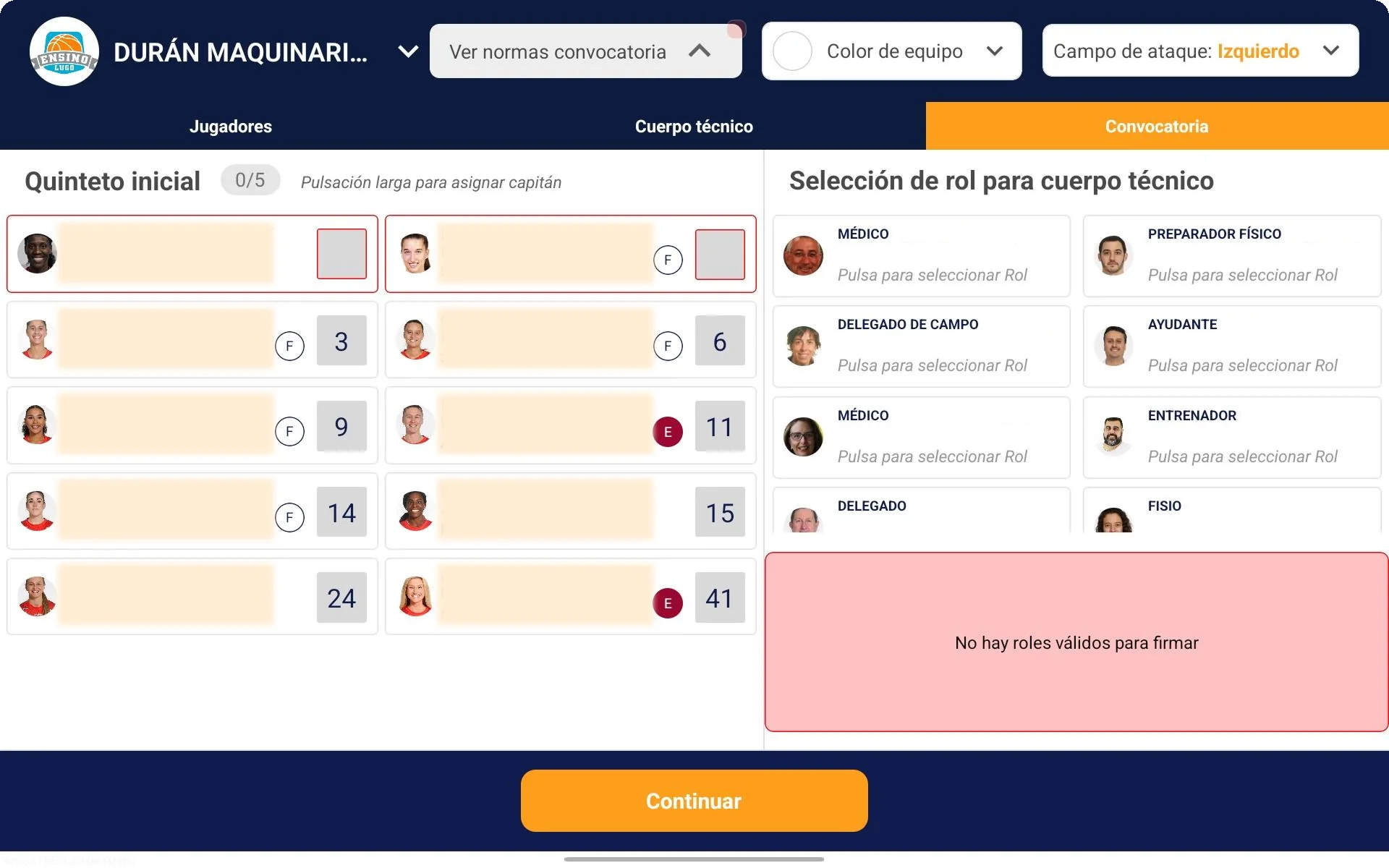 Captura de pantalla: Pantalla de convocatoria en Acta Digital