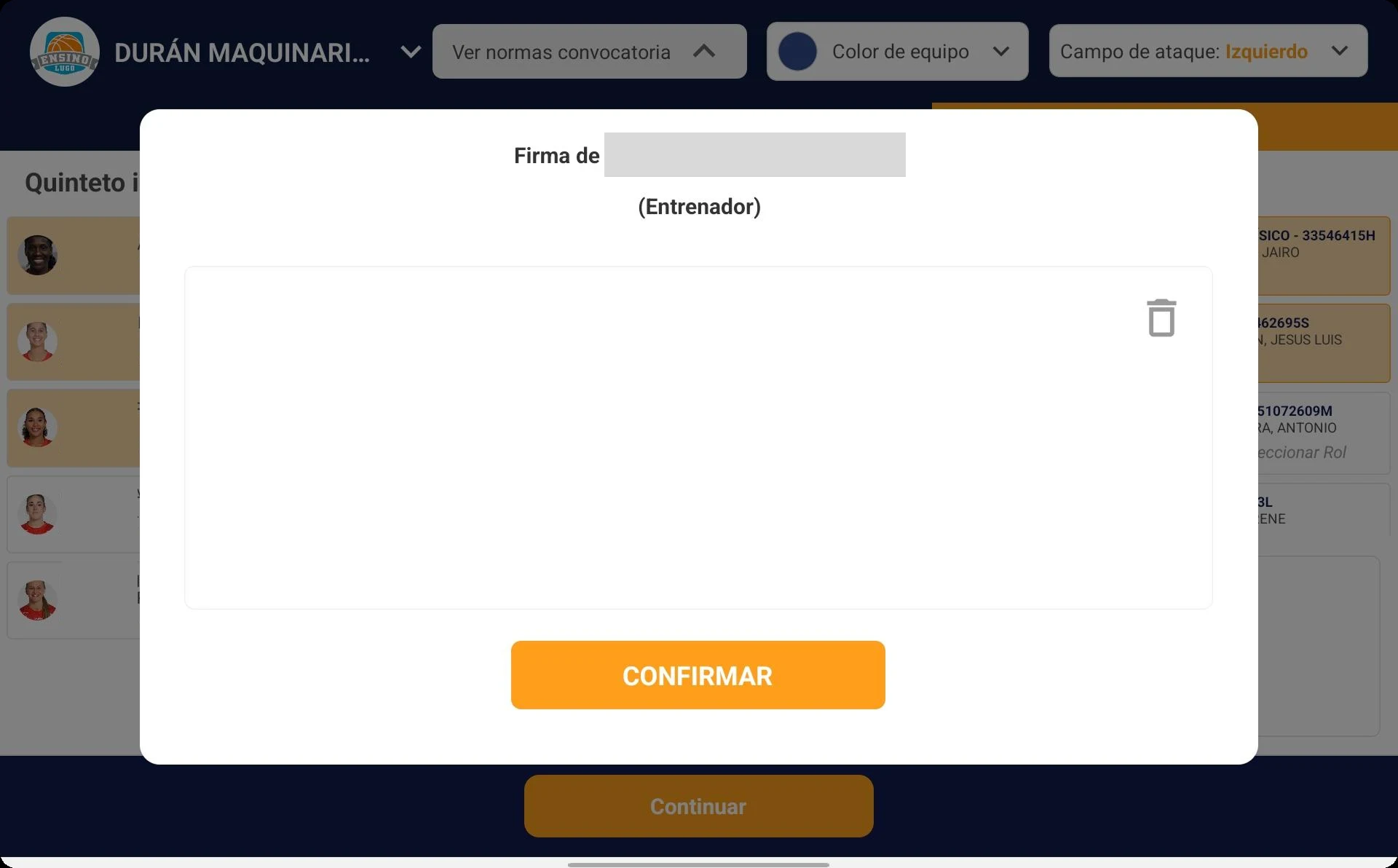 Captura de pantalla: Firma: espacio de firma en Acta Digital