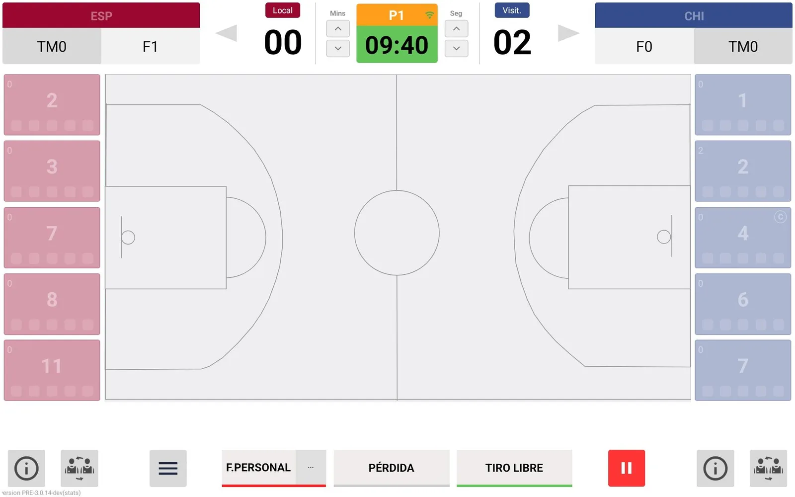 Captura de pantalla: Estado del cronómetro en Acta Digital